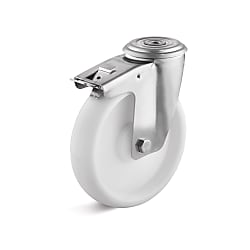 Stainless steel swivel castor with back hole and double stop L-IV-PPBL-160-K-1-DSN