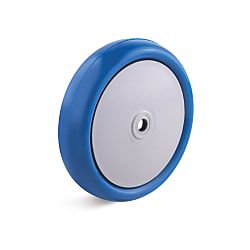 Polyurethane wheel, smooth running series, with thread protection cover, ready to install PUBK-075-23-29-K06-BLAU