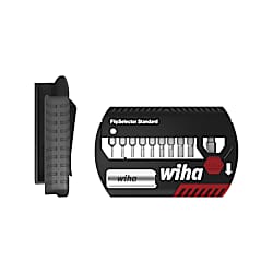 Wiha Bit Set FlipSelector Standard 25 mm Sechskant 11-tlg, 1/4" C6,3 mit Gürtelclip