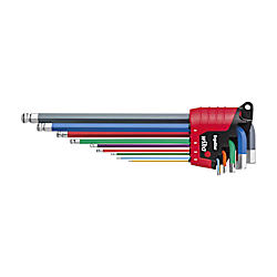 Wiha Stiftschlüssel Set im ErgoStar Halter Sechskant-Kugelkopf MagicRing®, 9-tlg. farbig leuchtend