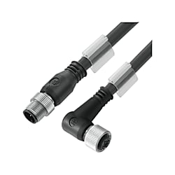 Câble de données en cuivre (assemblé), ligne de connexion, M12 / M12, fiche droite - prise 90°, blindé 1061990500