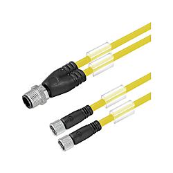 Câble adaptateur pour capteur-actionneur (assemblé), ligne de connexion, M12 / M8, câblage double, fiche droite, 2x prises droites 1093250500