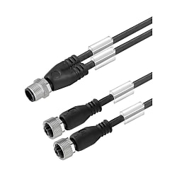 Câble adaptateur pour capteur-actionneur (assemblé), ligne de connexion, M12 / M12, câblage double, fiche droite, 2x prises coudées 1171890300