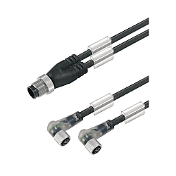 Câble adaptateur pour capteur-actionneur (assemblé), une extrémité sans connecteur, M12 / M8, câblage double 1466370150