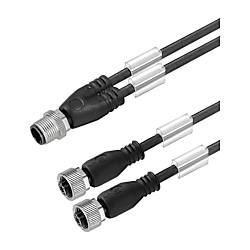 Cavo adattatore per sensore-attuatore (assemblato) , cavo di collegamento, M12 / M12, cablaggio doppio, maschio, tipo dritto, femmina 2X, tipo dritto 1005460180