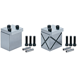 Guide blocks / steel / oil grooves / with retaining plate / set
