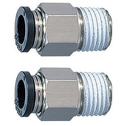 Push-in connectors / L-shape / brass / nickel-plated / external thread / <100° heat-resistant M-PC8-01