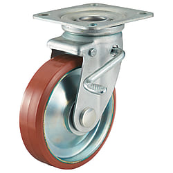 P-WJS Type Castors for Medium Loads with Logllan (Urethane) Wheel Type with Swivel Hardware and Double Stopper P-75WJS