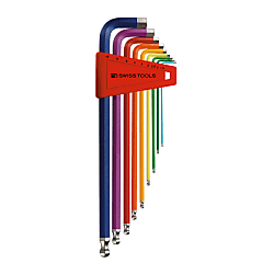 Satz lange Innensechskantschlüssel mit Kugelkopf (Regenbogenfarben) 212LH-10RB