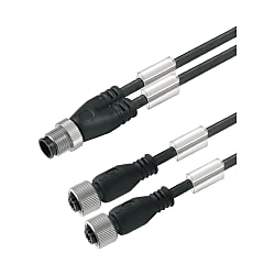 Sensor-Actuator Adaptor Cable (Assembled), Connecting Line, M12 / M8, Twin Cabling, Pin, Straight, 2X Socket, Straight 9457490150