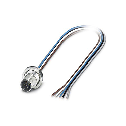 Flush-type connector SACC-DSI, plug, M12, with 0.5 m TPE litz wire 1514870