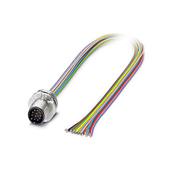 Flush-type connector SACC-E, plug, M12, with 0.5 m PVC litz wire