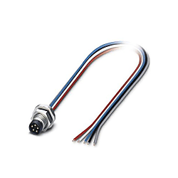 Flush-type connector SACC-E, plug, M8, with 0.5 m TPE litz wire