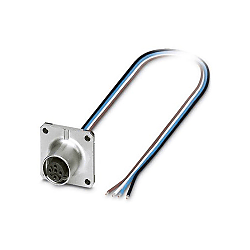 Flush-type connector SACC-SQ, socket, M12, with 0.5 m TPE litz wire