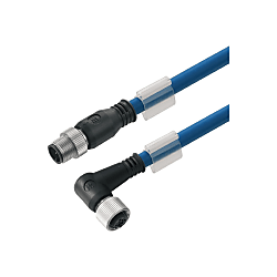 Copper Data Cable (Assembled), Connecting Line, M12 / M12, Pin, Straight - Socket, 90°, Shielded 1075391000