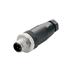 Round Plug (Field Customisable), Pin, Straight, M12