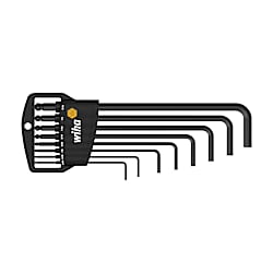 L-Key Set in Classic Holder, Hexagonal Ball End, 9 Pieces in Inch Design, Black Oxidized