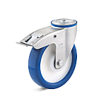 Swivel castor with back hole and double stop with polyurethane wheel