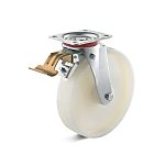 Swivel castor with double stop in the flow and polyamide wheel