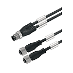 Câble adaptateur pour capteur-actionneur (assemblé), ligne de connexion, M12 / M8, câblage double, prise droite