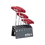 Wiha Jeu de clés mâles avec manche en T Six pans 7 pcs y compris nickelées brillantes dans le support d’établi