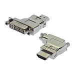 Adattatore HDMI A maschio / DVI-D ad angolo di 90° a sinistra "RF-BLOK"