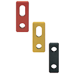 Molded safety catches / flat / coloured / through hole / slotted hole / length selectable