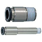 Push-in connectors / brass / nickel-plated / external thread, hexagon socket / short and long version