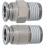 Push-In connectors / brass / nickel-plated / external thread, hexagon socket / 120° heat resistant
