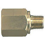 Connection adapter / L-shape / brass, stainless steel / two-sided external thread / rotatable