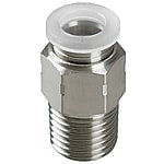 Push-In-Verbinder / Kunststoff, rostfreier Stahl / Aussengewinde