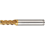 AS Coated Powdered High-Speed Steel Square End Mill, 3-Flute, 50° Spiral, Short, with Nicked Peripheral Cutting Edge