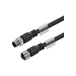 Copper Data Cable (Assembled), Connecting Line, M12 / M12, Pin, Angled - Bush Straight, Shielded