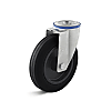 Swivel Castors with thermoplastic wheel, back hole Optical as with standard solid rubber wheels