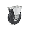 Fixed Castors with super-elastic wheel, on sheet steel care, 3-component tires