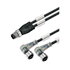 Câble adaptateur pour capteur-actionneur (assemblé), ligne de connexion, M12 / M12, câblage double