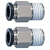 Push-in connectors / L-shape / brass / nickel-plated / external thread / <100° heat-resistant