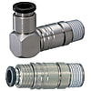 Push-in connectors / straight, L-shape / brass / nickel-plated / 120° heat-resistant