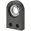 Bearing housings / semi-circular / through holes / circlip / deep groove ball bearing / steel, stainless steel / black oxided, nickel-plated