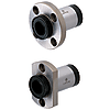 Linear ball bearings / flange selectable / steel / nickel-plated / lubricating