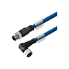 Copper Data Cable (Assembled), Connecting Line, M12 / M12, Pin, Straight - Socket, 90°, Shielded