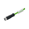 Copper Data Cable (Assembled), One End without Connector, M8, Female Socket, Straight, Shielded