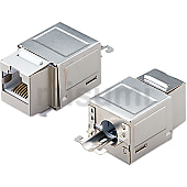 LANケーブル延長　シールド有　CAT5e　パネルマウント（JJ中継アダプタ）110工具圧接タイプ