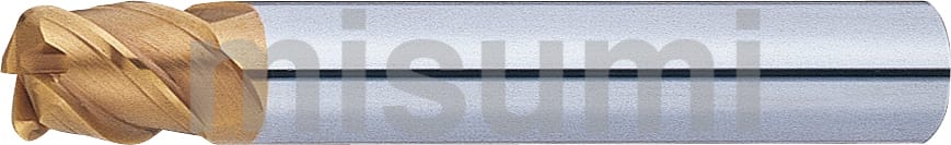 TSCシリーズ超硬ラジアスエンドミル 焼ばめ用/R精度±5μm/高硬度鋼用/4刃45°ネジレ/スタブ