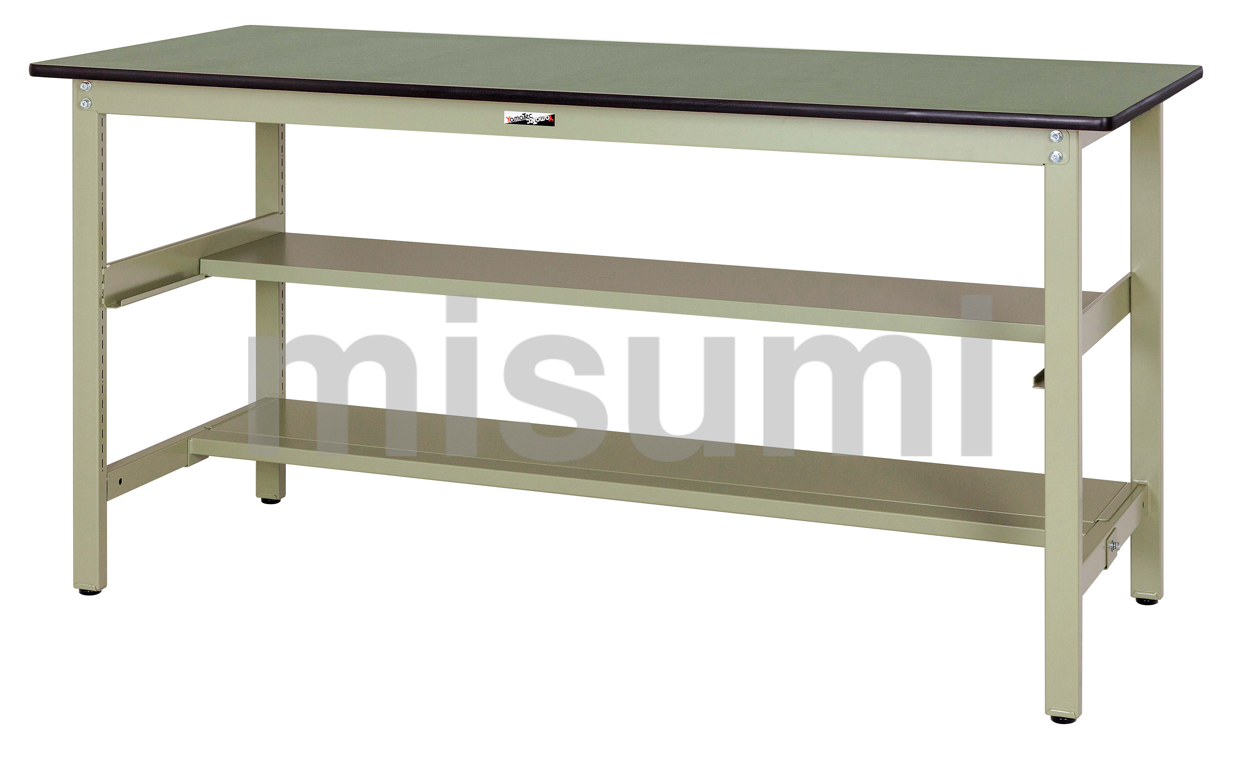 ワークテーブル300シリーズ 固定式（H900mm 中間半面棚板付き）脚部