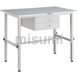 TRUSCO RAEM型高さ調節作業台 1200X750 2段引出付 W色