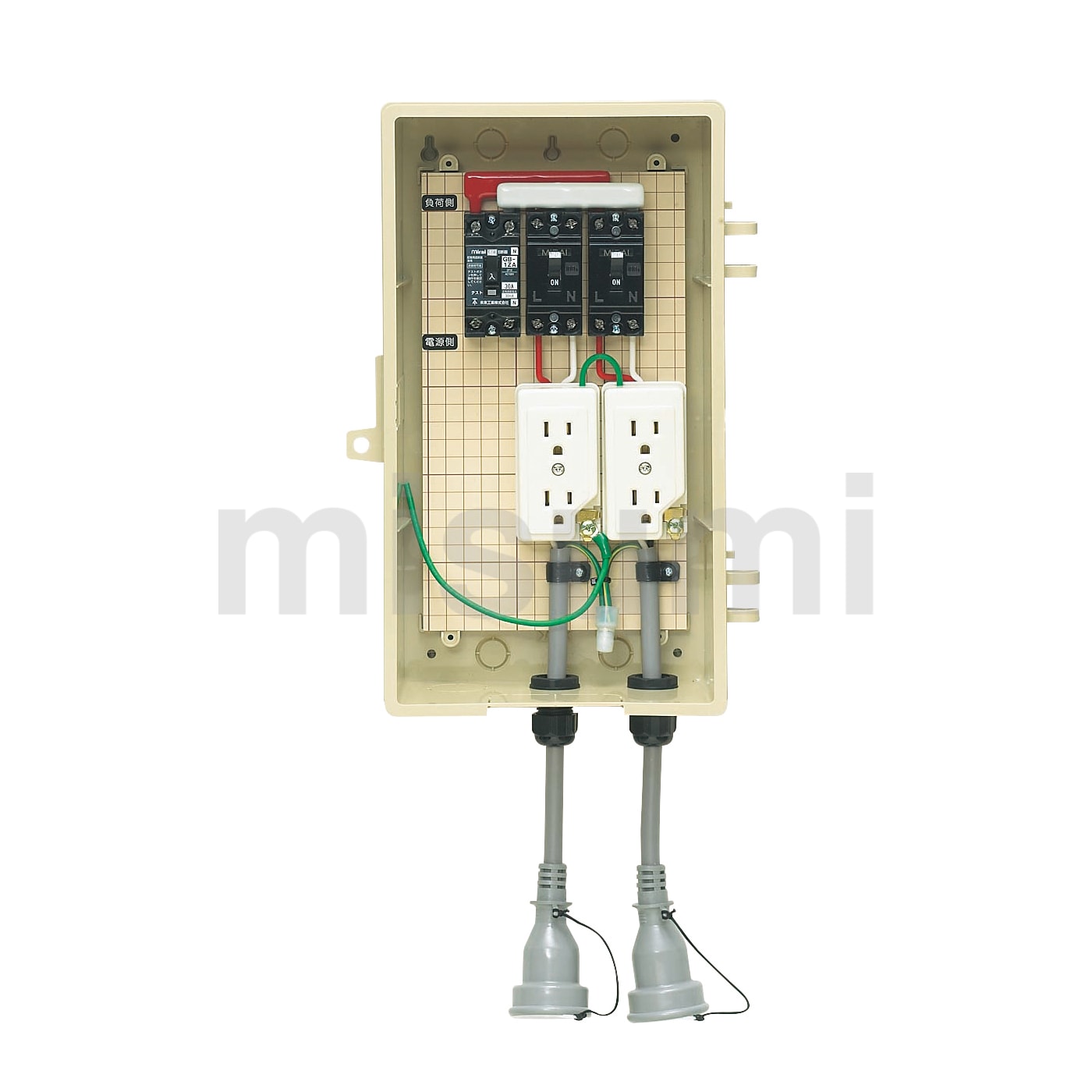 2L-2CT | 屋外電力用仮設ボックス （漏電しゃ断器・分岐ブレーカ・コンセント内蔵） ELB組込品 ベージュ色 | 未来工業 |  MISUMI(ミスミ)