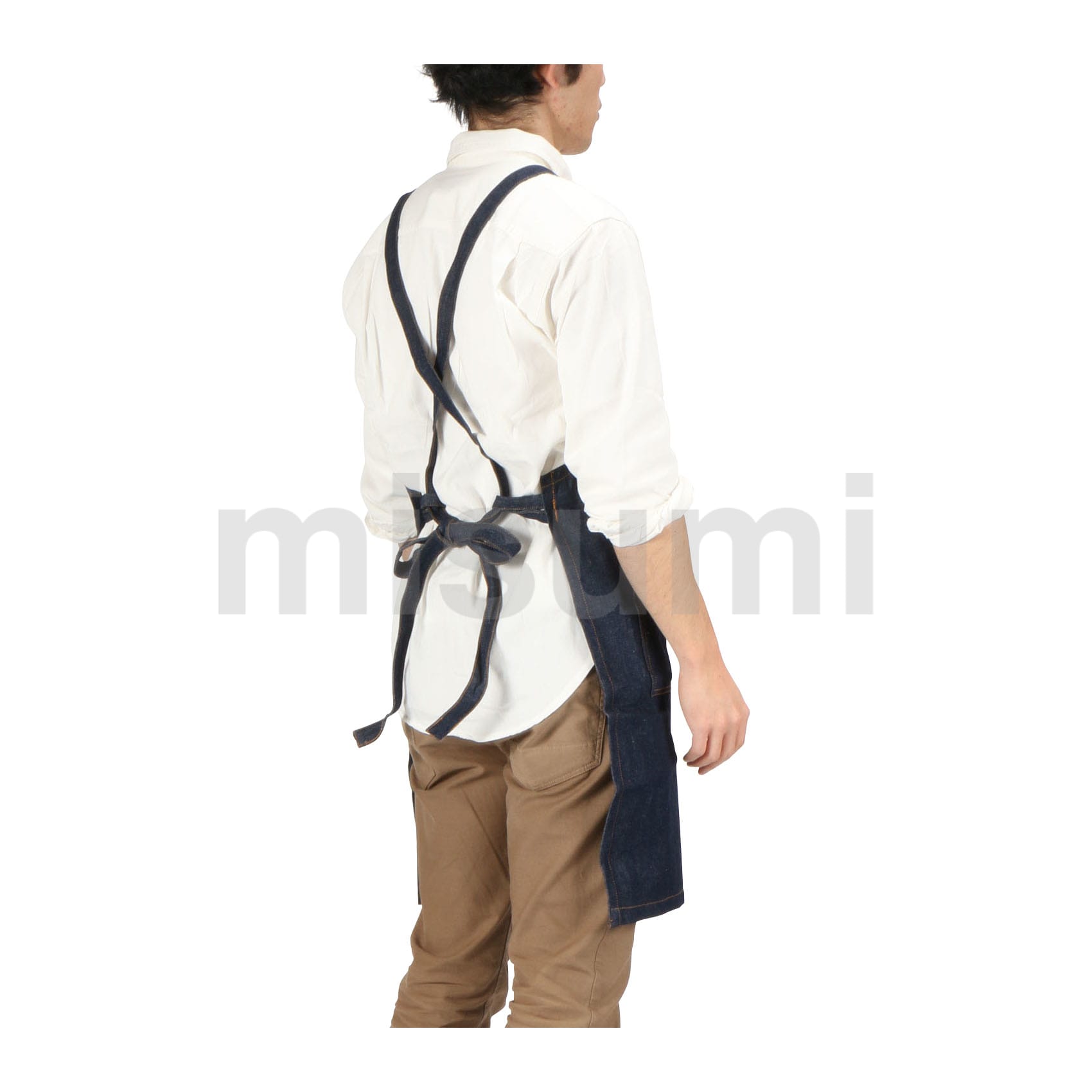 デニム胸付前掛 タスキ 作業用エプロン | カジメイク | MISUMI
