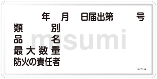 【コンビニ受取対応商品】 危険物標識「類別 品名 最大数量 防火の責任者」 KHY-31M | 日本 タイムセール