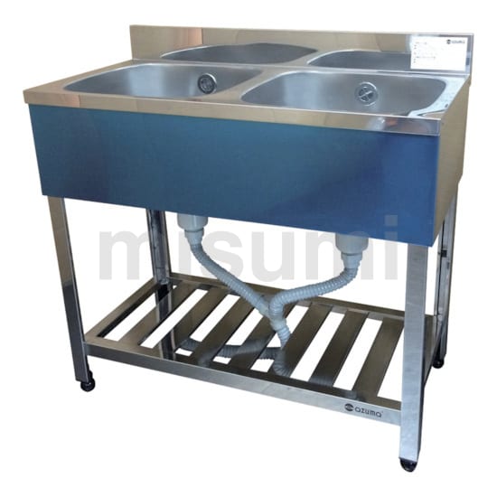 azuma2槽シンク 750x450x800(+90) - 店舗用品